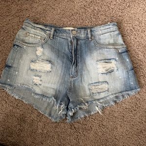 distressed jean shorts